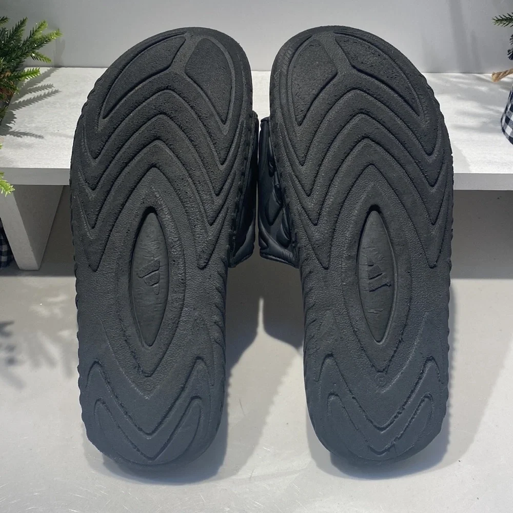Adidas Retossage Slides Black Orange Massage Footbed Sandals Men 8 Women 9